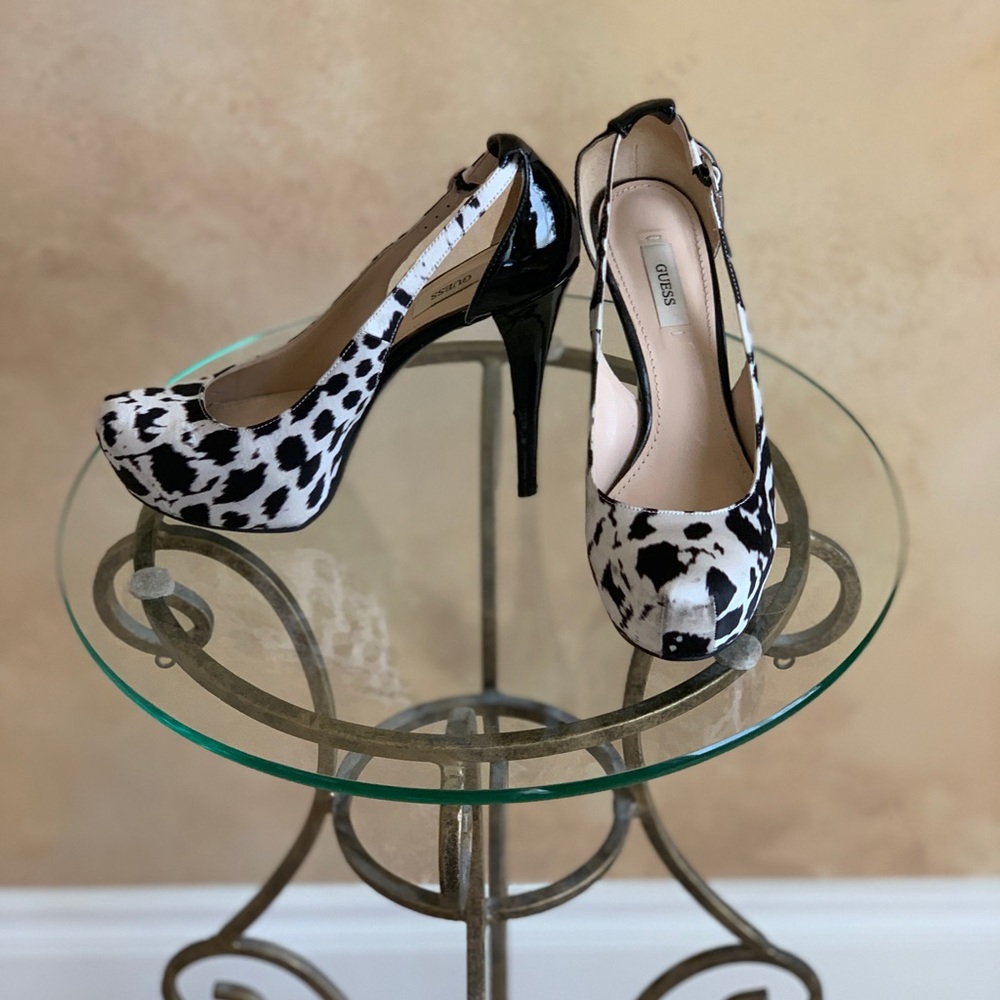 Guess Black and White Heels
